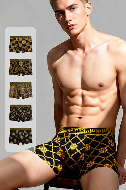 Men's Black Gold Stylish Printed Underwear