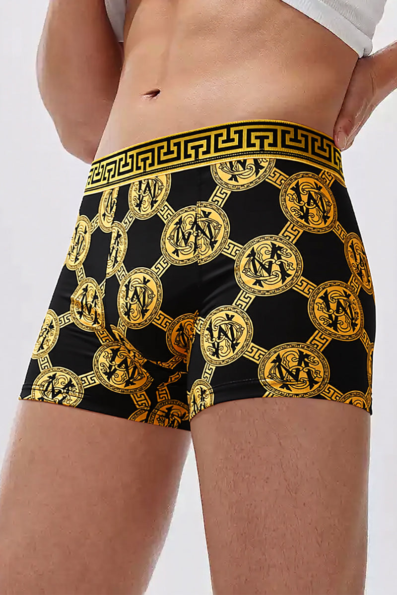 Men's Black Gold Stylish Printed Underwear