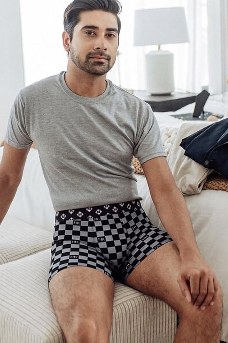 Plaid Print Trendy Men's Boxer Briefs
