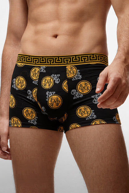 Men's Black Gold Stylish Printed Underwear