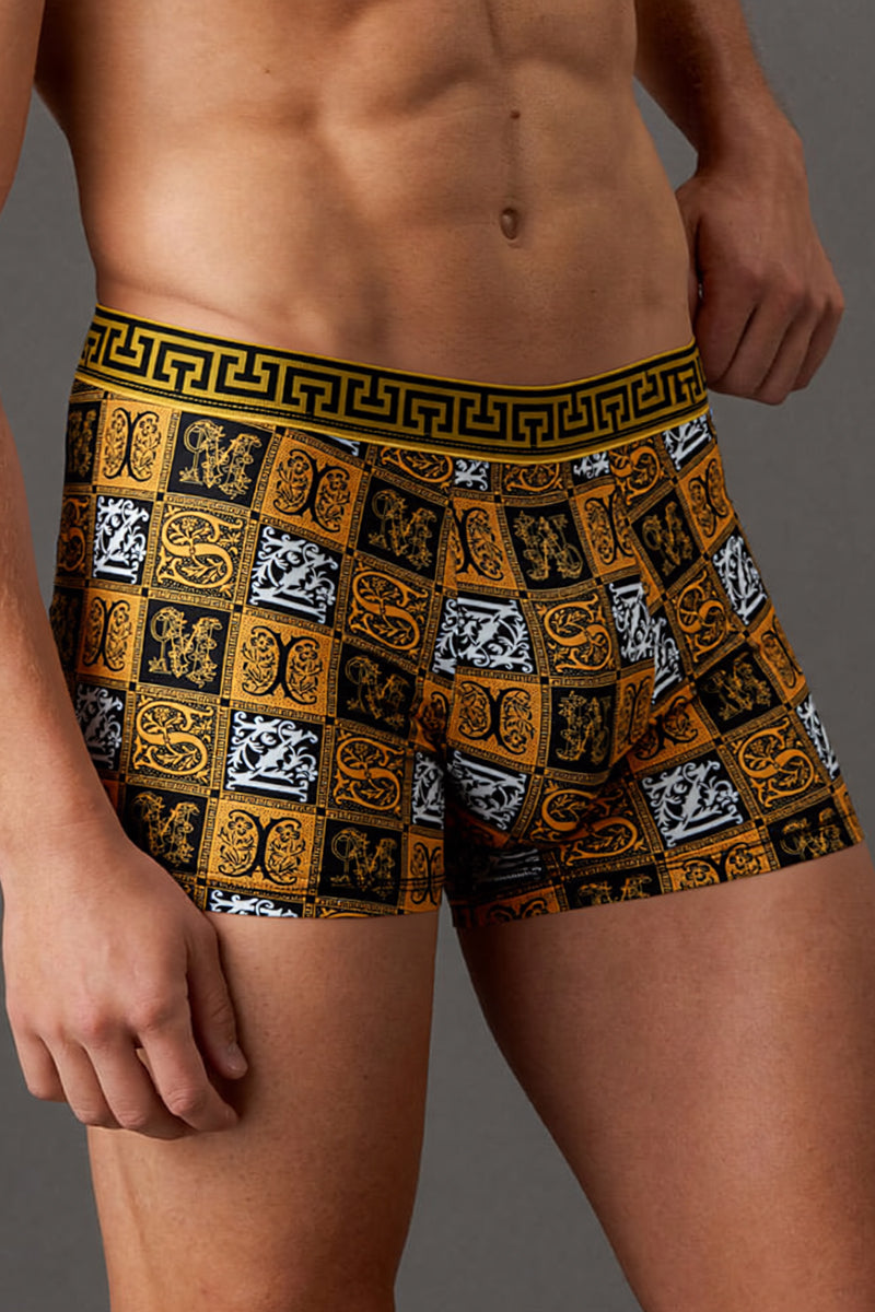 Men's Black Gold Stylish Printed Underwear