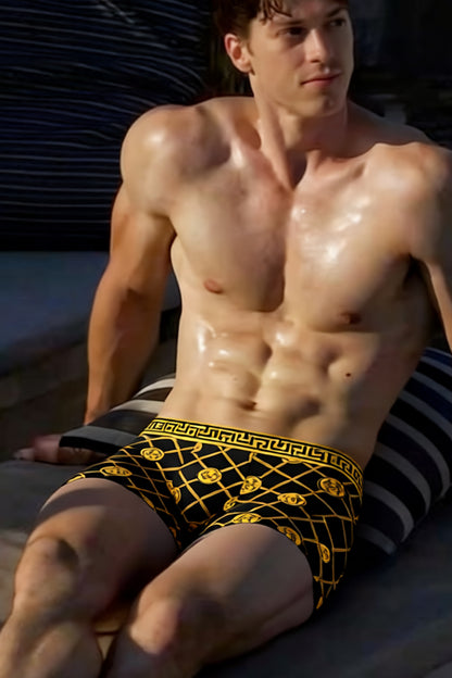 Men's Black Gold Stylish Printed Underwear